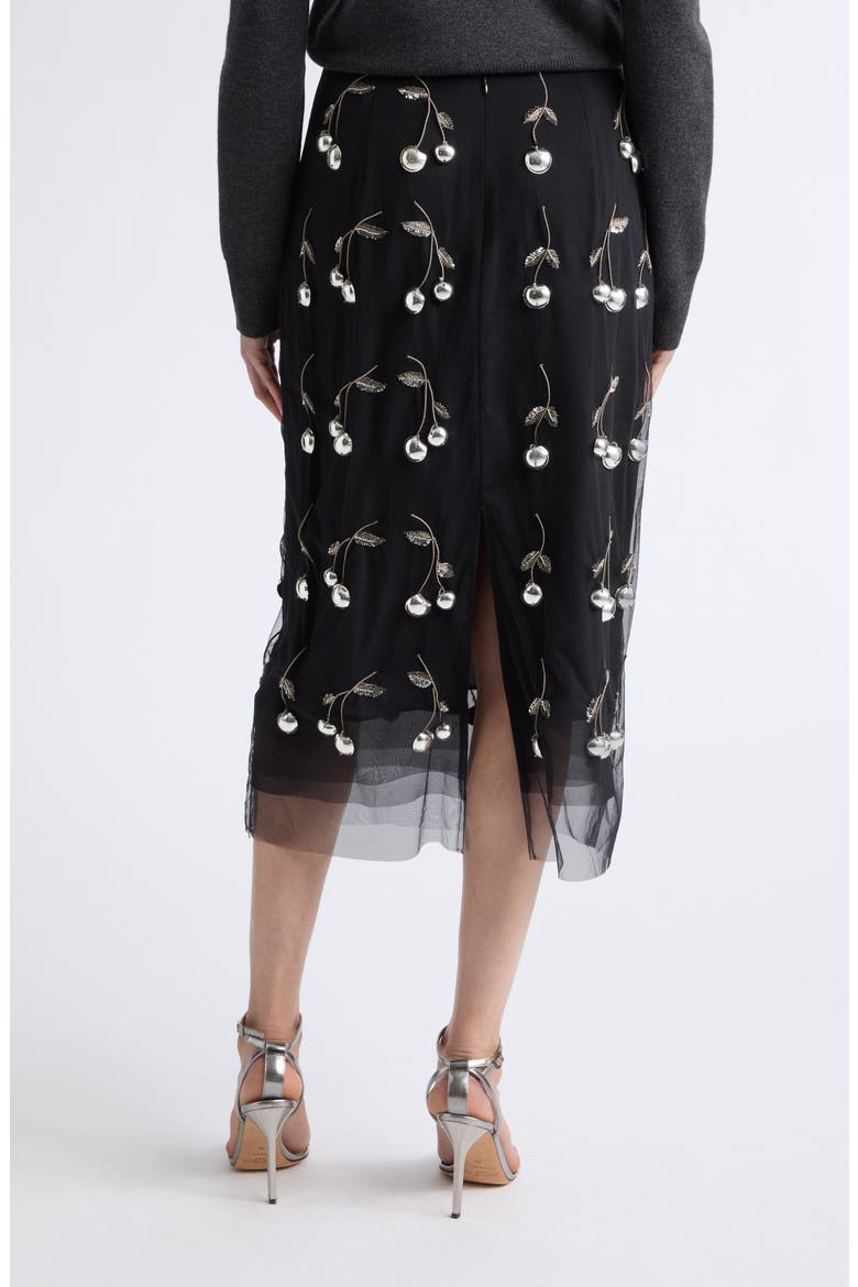 Cherry Embellished Layered Tulle Skirt, Alternate, color, BLACK