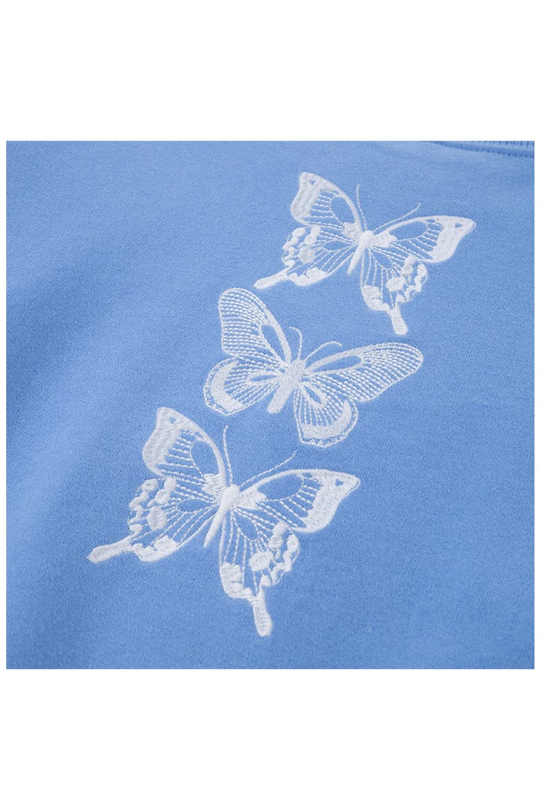 Kids' Butterfly Cotton Blend Sweatshirt, Alternate, color, VISTA BLUE