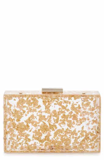 Olga Berg Carmella Foil-Flecked Box Clutch