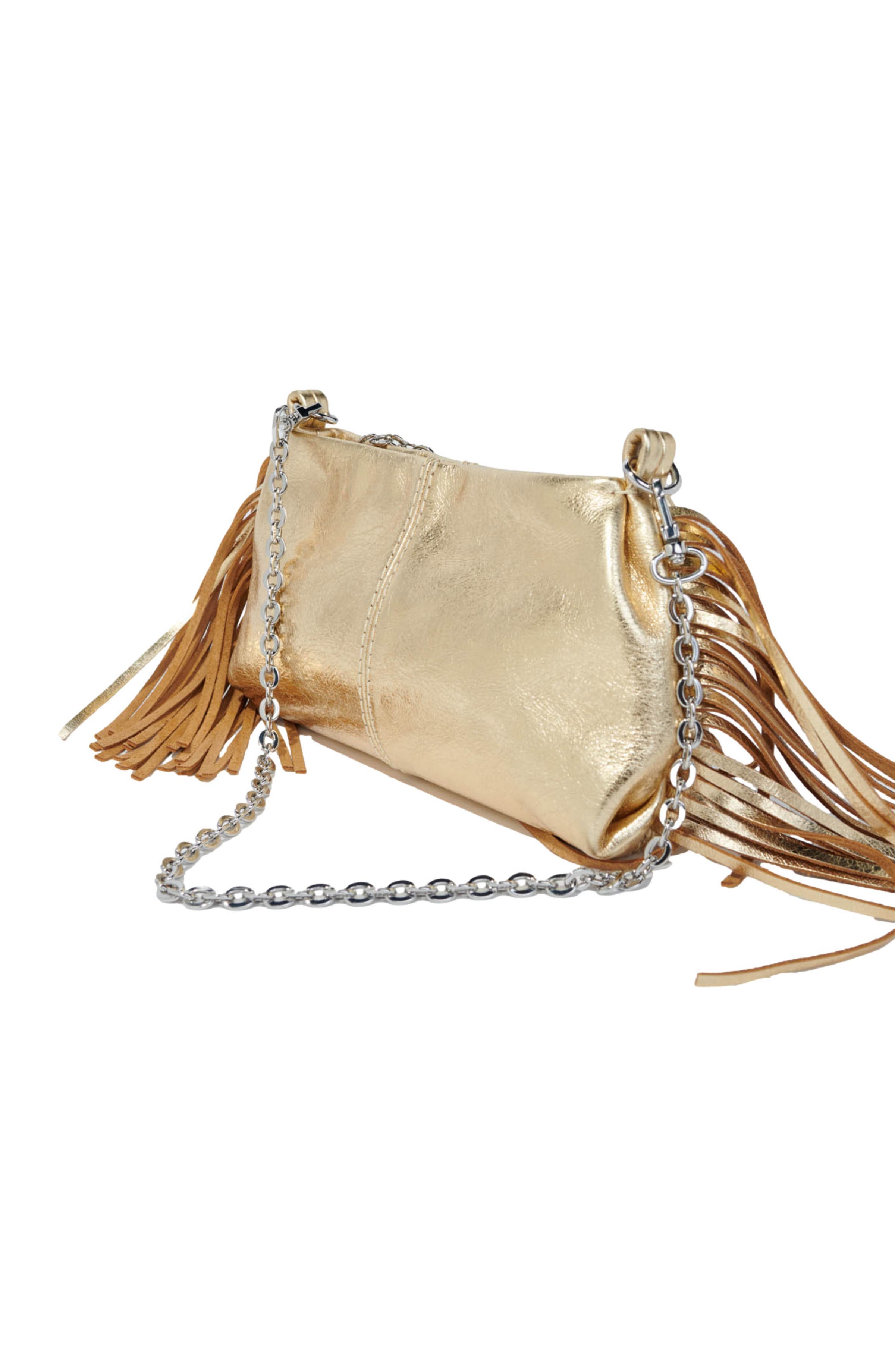 maje Metallic leather Miss M clutch bag, Alternate, color, Gold