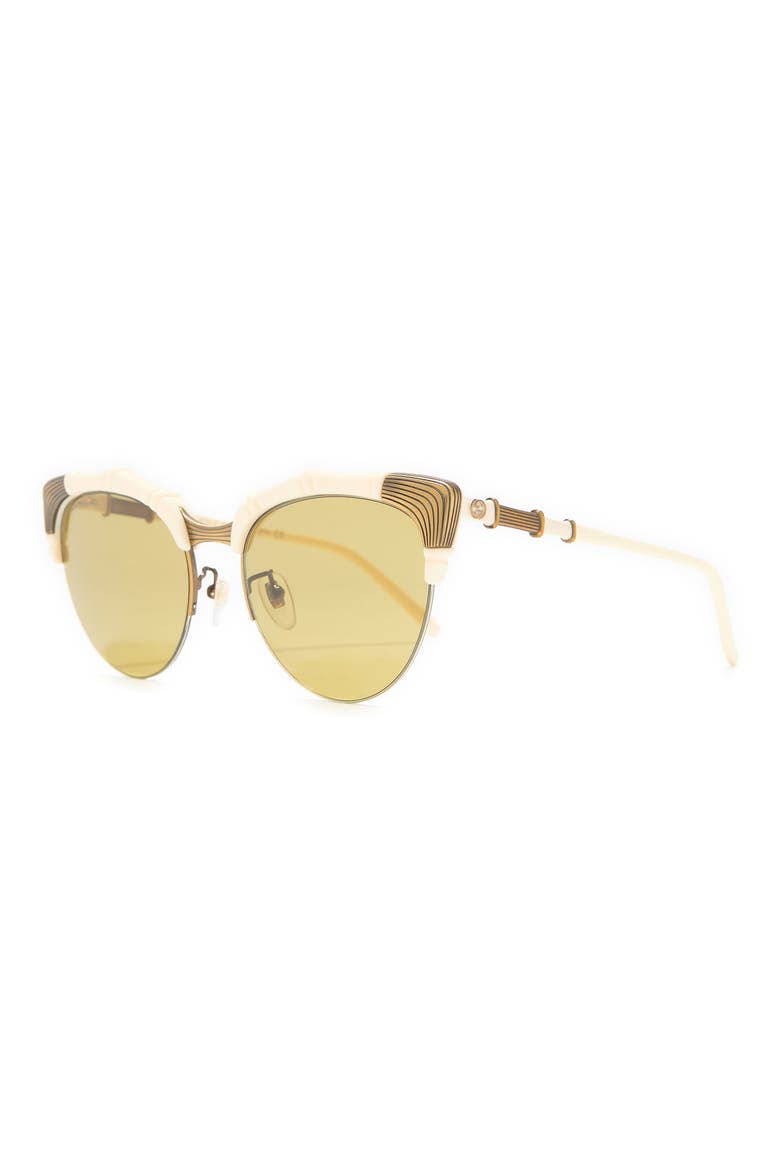 56mm Cat Eye Sunglasses, Alternate, color, WHITE/ GOLD