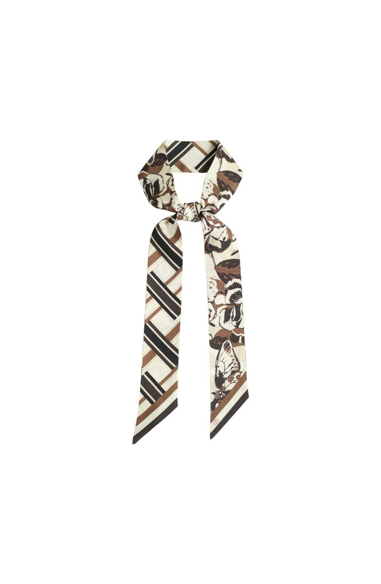 Lost Pattern x Leatherology Silk Twill Skinny Scarf, Main, color, Neutral