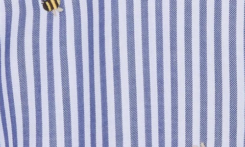 Beachlunchlounge Kaylee Heart Stripe Long Sleeve Button-up Shirt In Blue