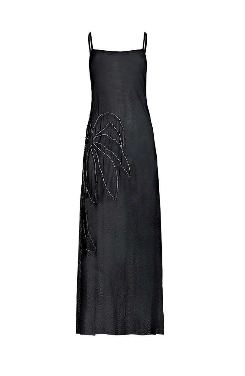 KIBYS Ancestral Lines Gio Sheer Palm Beach Dress, Alternate, color, Black