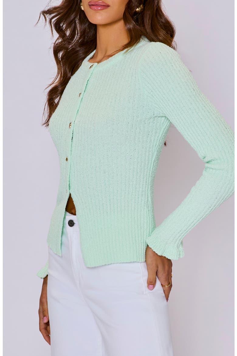 Willow Novelty Button Rib Cardigan, Alternate, color, MINT