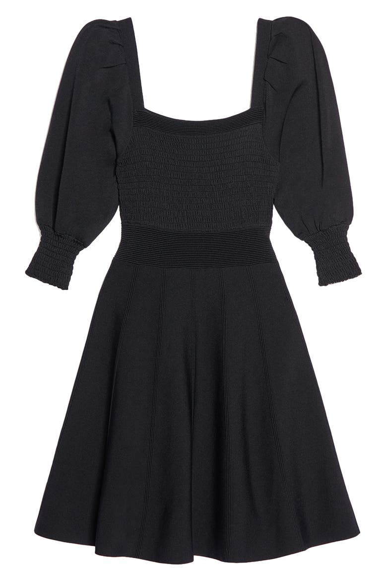Ruched Knit Dress, Alternate, color, BLACK