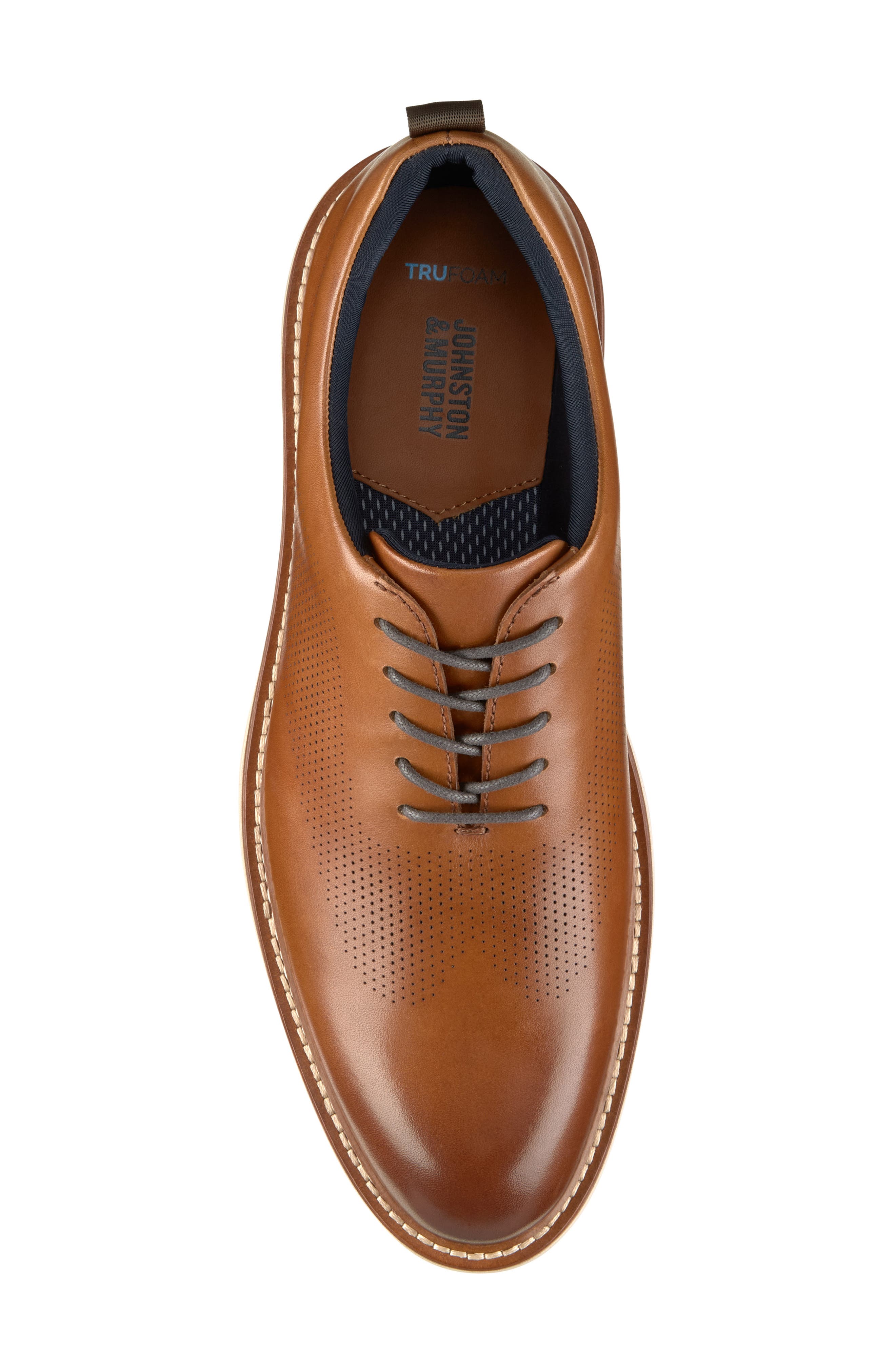 Upton Perforated Plain Toe Oxford, Alternate, color, TAN FULL GRAIN