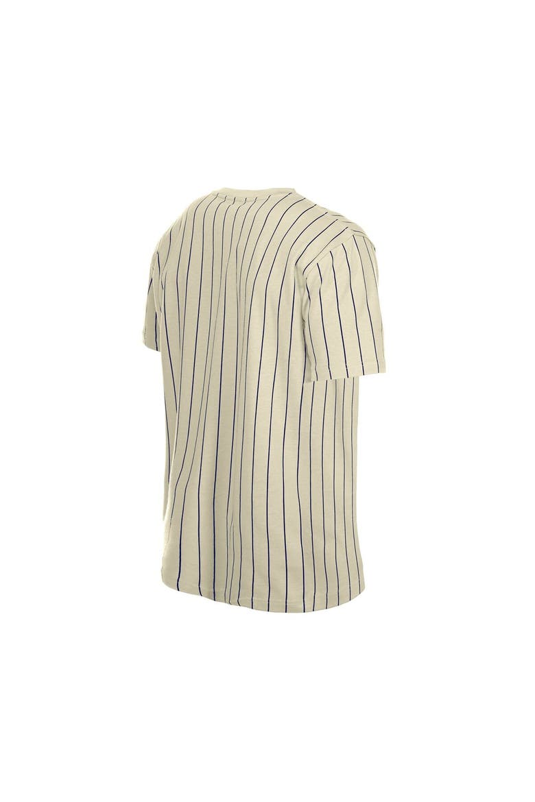 Men's New Era Cream Chicago Cubs Throwback Meshback Pinstripe T-Shirt, Alternate, color, Cream