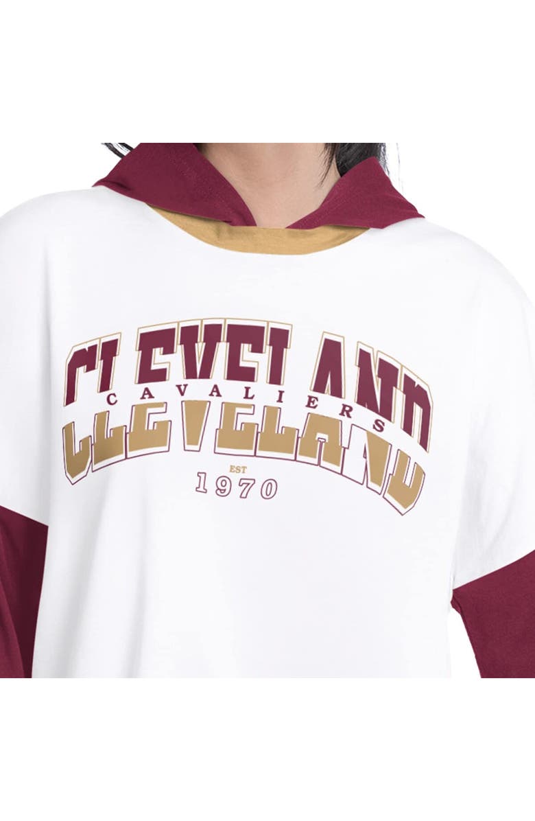 G-III 4HER BY CARL BANKS Women's G-III 4Her by Carl Banks  White/Wine Cleveland Cavaliers Key Player Oversized Hooded Long Sleeve T-Shirt, Alternate, color, White