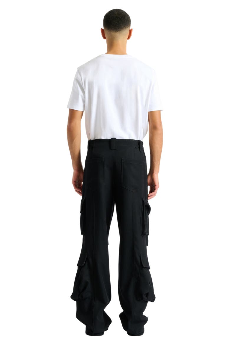 Wool twill cargo pants, Alternate, color, black