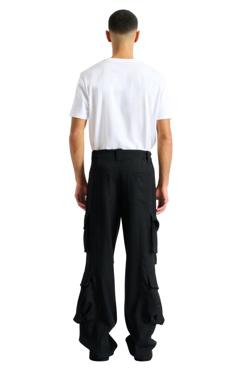 Balmain Wool twill cargo pants, Alternate, color, Black