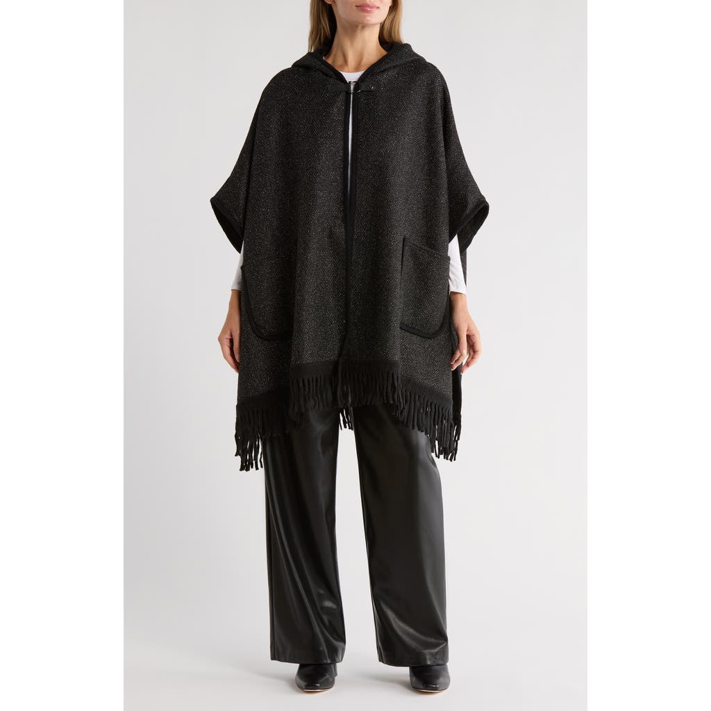 Nanette Lepore Hooded Jacquard Ruana In Black
