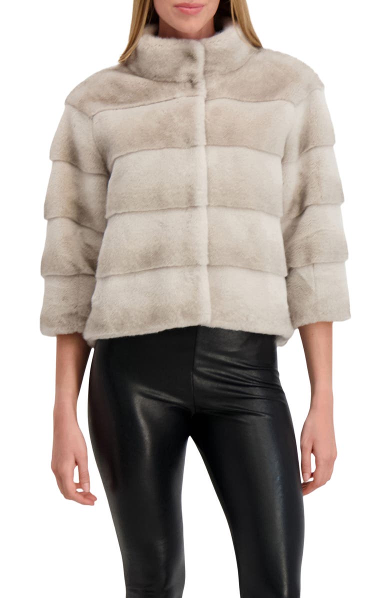 Lyla Grant Fur-Free Mink (Faux Fur) Jacket, Main, color, Light Gray