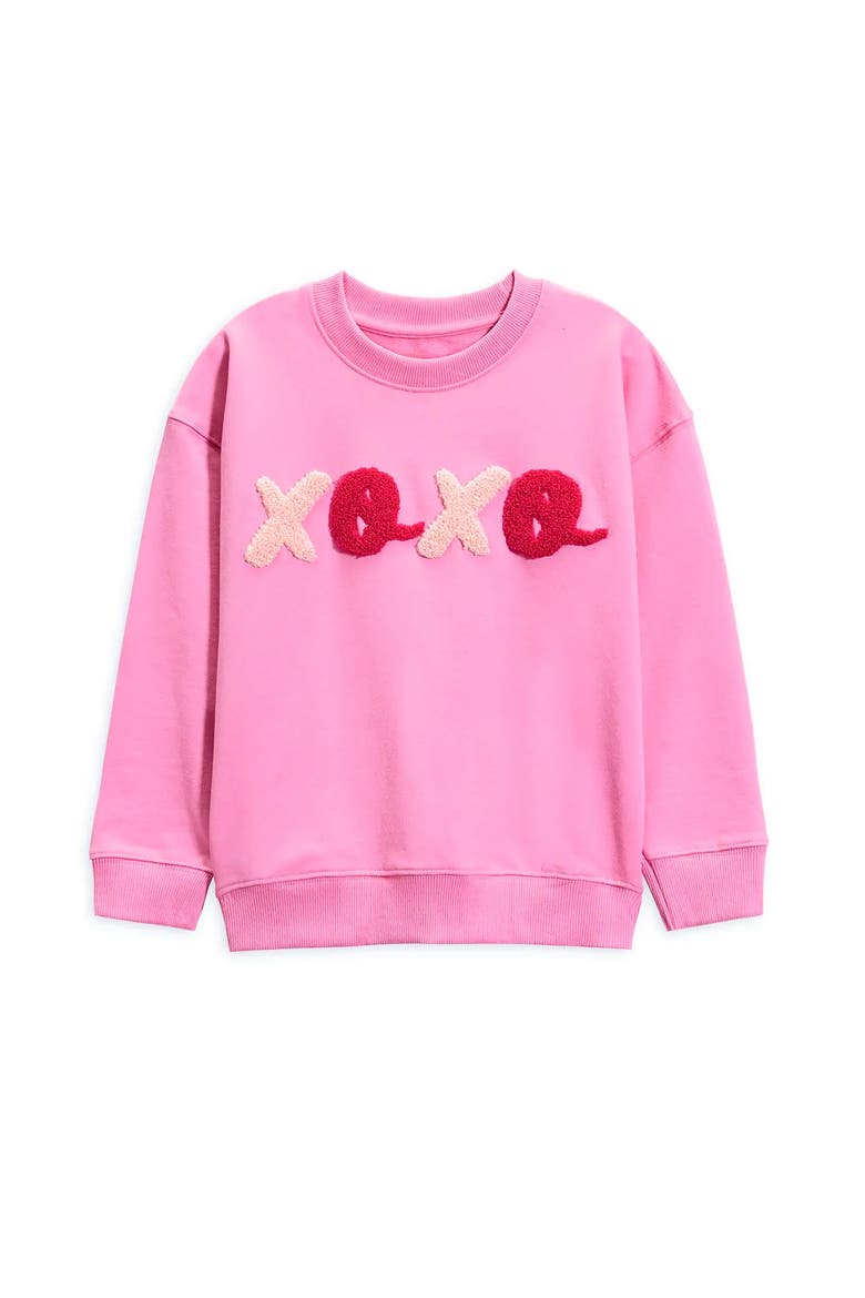 Hugs and Kisses Applique Sweatshirt, Alternate, color, Fuchsia