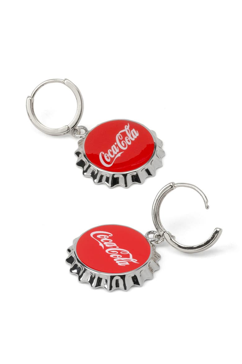 Coca Cola Cap Drop Earrings, Alternate, color, RED