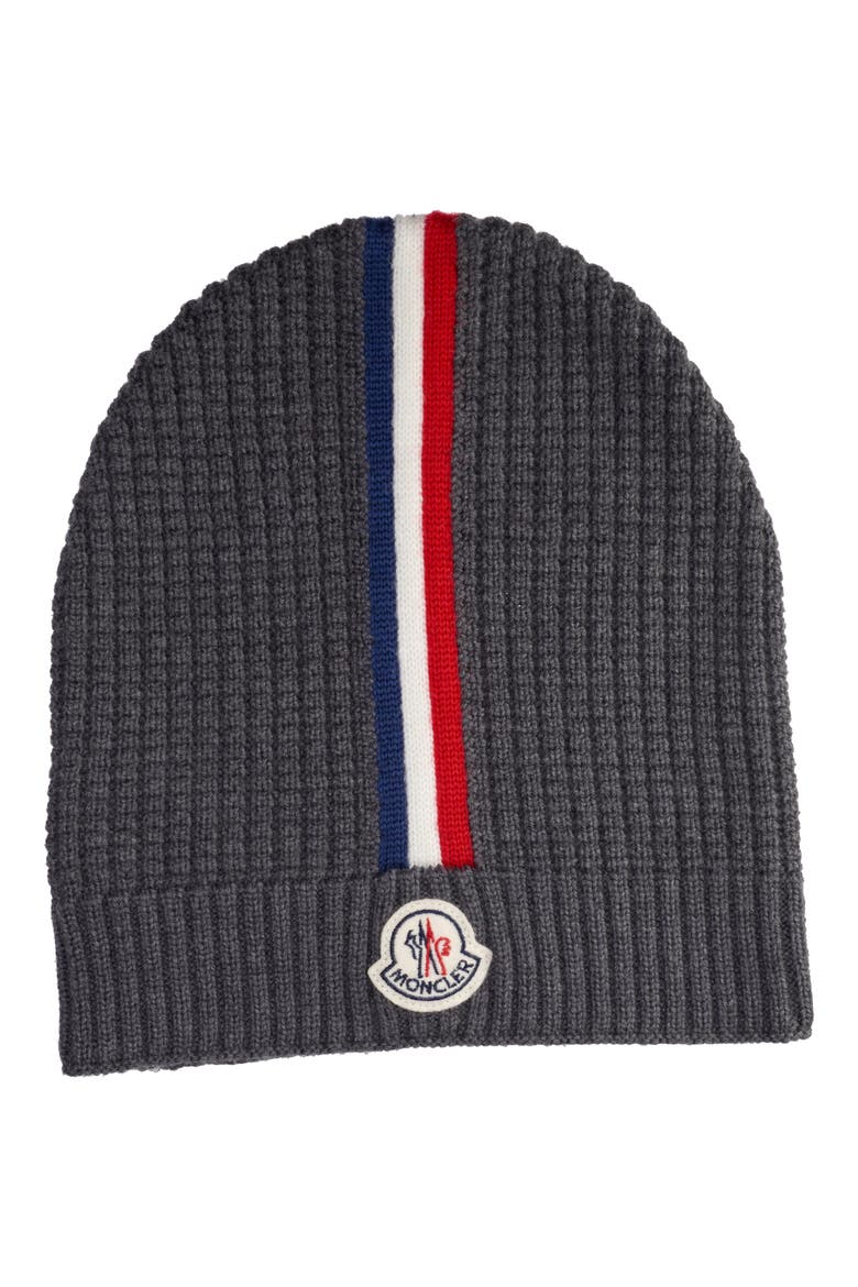 Stripe Wool Beanie, Main, color, CHARCOAL GREY
