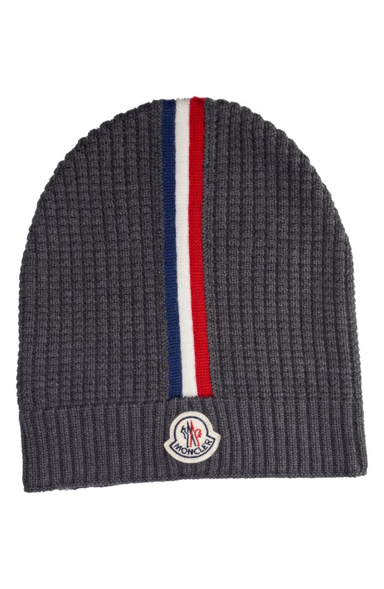 Moncler Stripe Wool Beanie, Main, color,