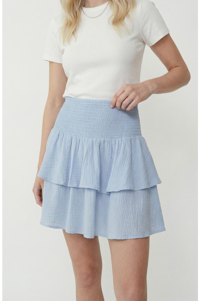 Natali Tiered Smocked Waist Miniskirt, Alternate, color, CASHMERE BLUE
