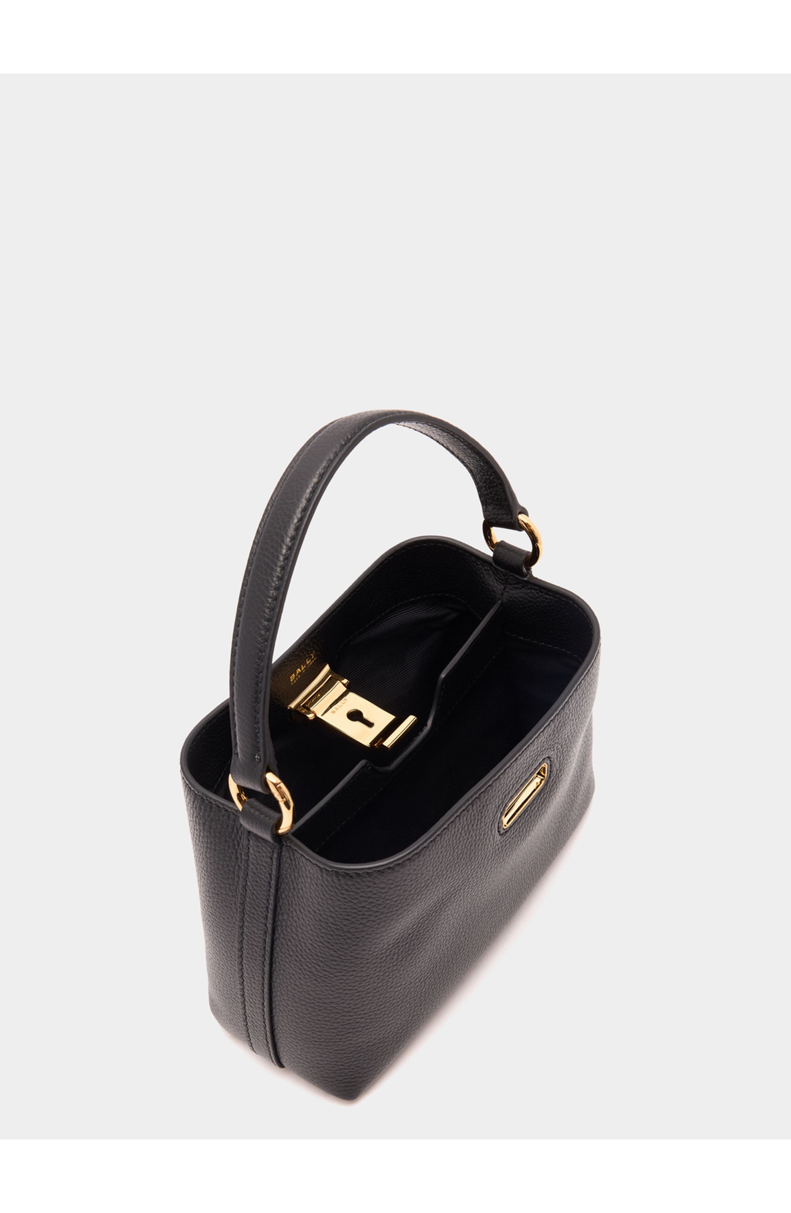 Bally Lock Me Minibag in Grained Leather, Alternate, color, Black