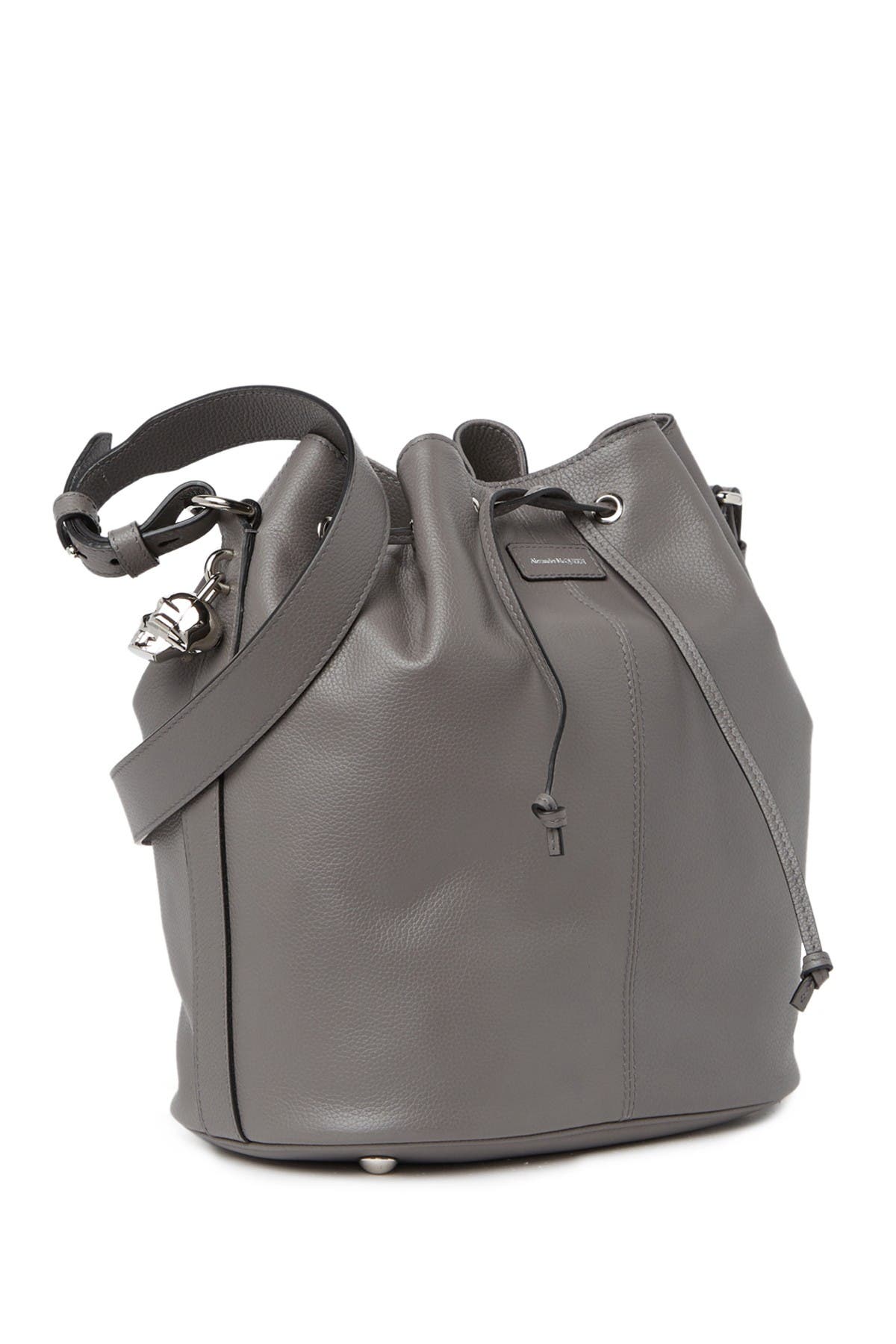 McQueen Alexander McQueen Padlock Skull Leather Bucket Bag, Alternate, color, 