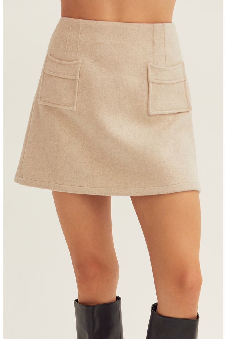 Wool Blend Mini Skirt, Main, color, Bone