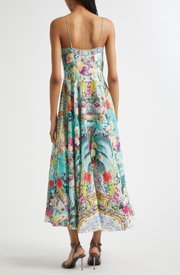 Crystal Embellished Linen Maxi Dress