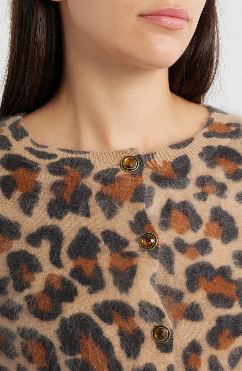 Elie Tahari The Jillian Cashmere Cardigan, Alternate, color, Leopard