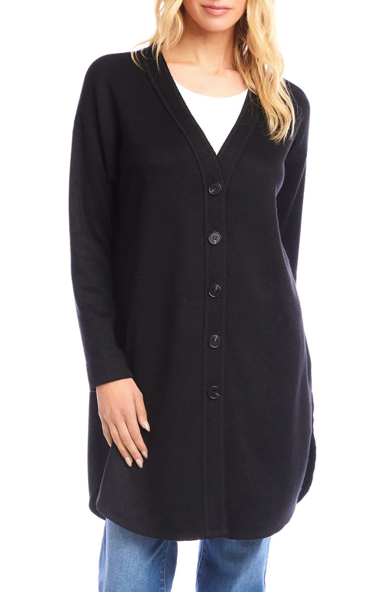 Karen Kane Shirttail Cardigan, Main, color, Black