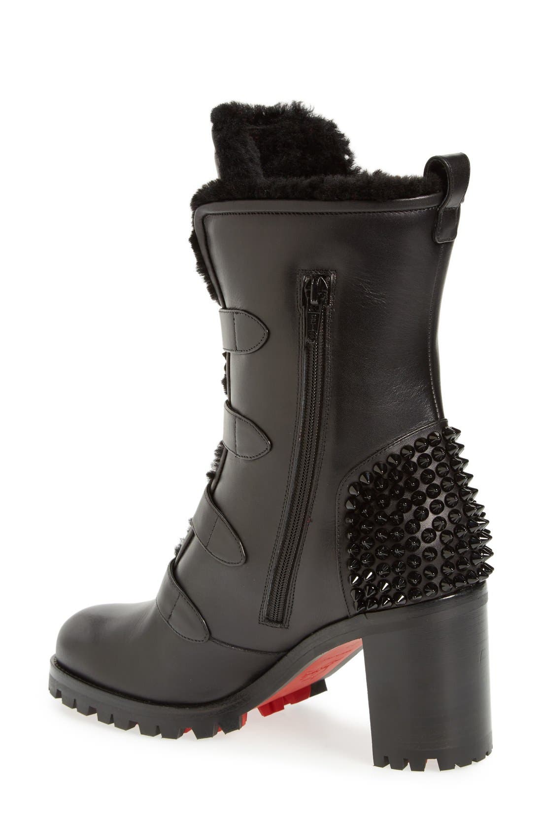 Christian Louboutin 'Glorymount' Studded Buckle Boot, Alternate, color, 