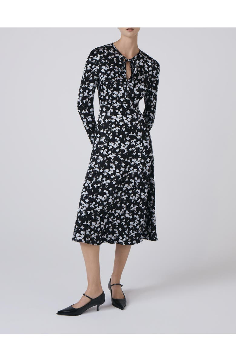 Ghost London Ana Floral Satin Midi Dress, Alternate, color, Black Floral