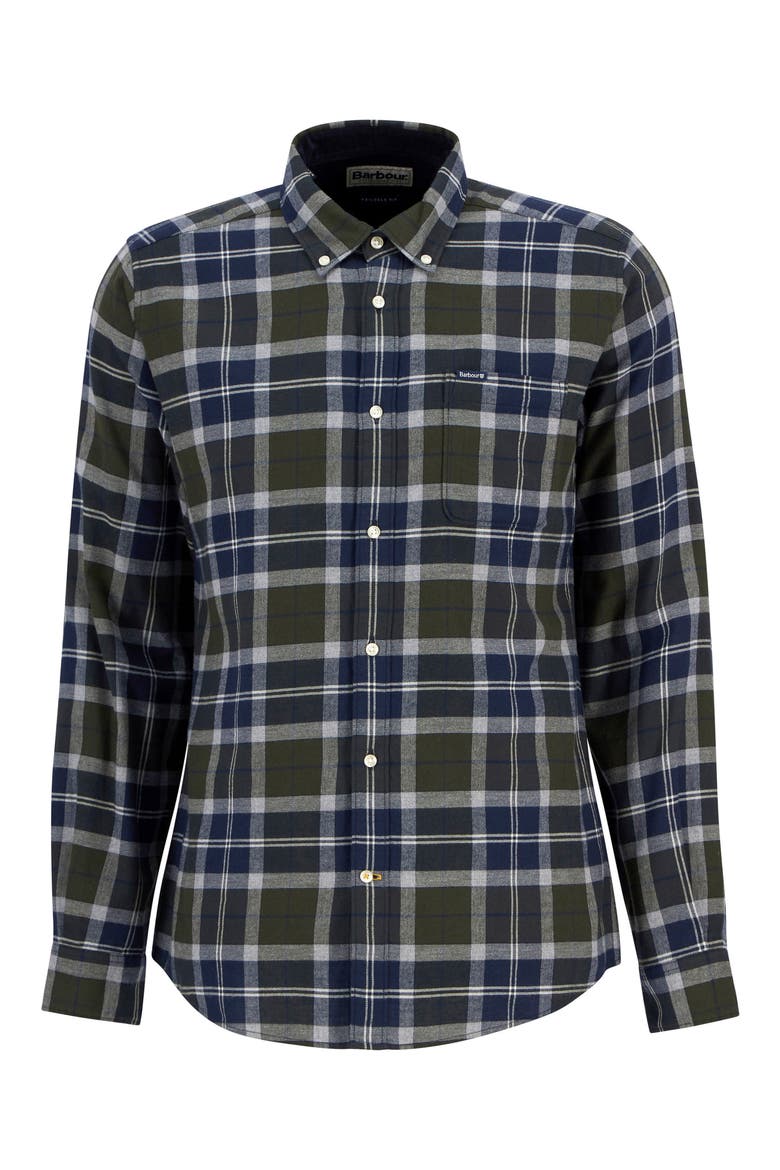 Rasay Plaid Brushed Cotton Button-Down Shirt, Alternate, color, FERNWOOD TARTAN