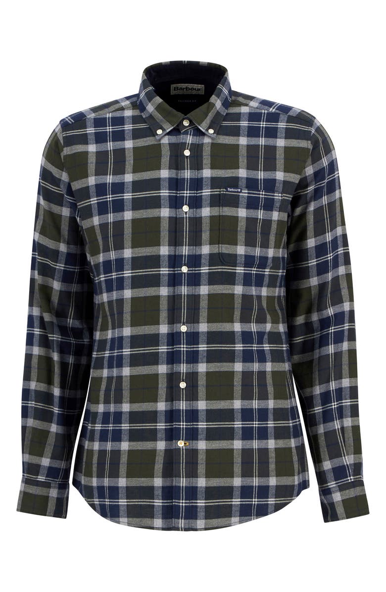 Barbour Rasay Plaid Brushed Cotton Button-Down Shirt, Alternate, color, Fernwood Tartan