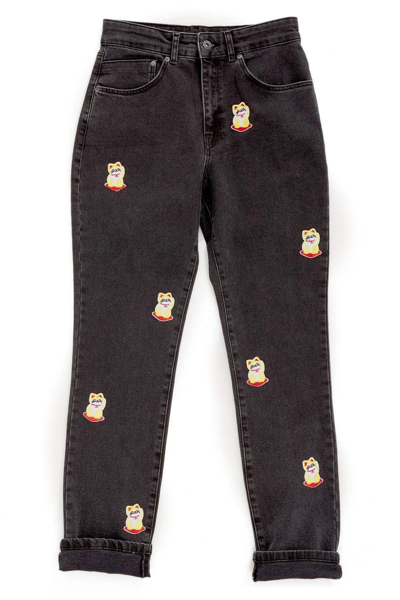 Charm Mom Jeans, Main, color, BLACK