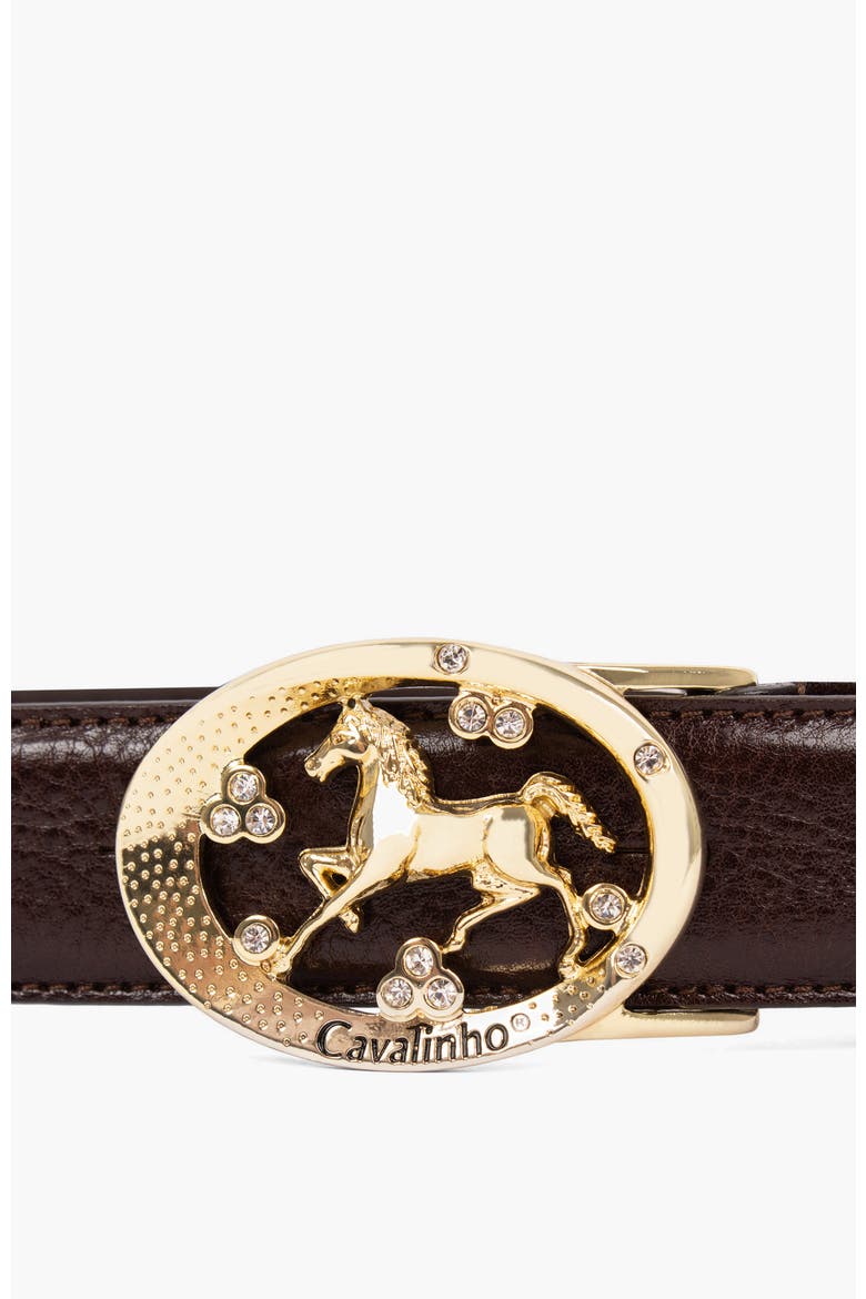 Cavalo Lusitano Leather Belt with Oval Buckle 917, Alternate, color, Brown