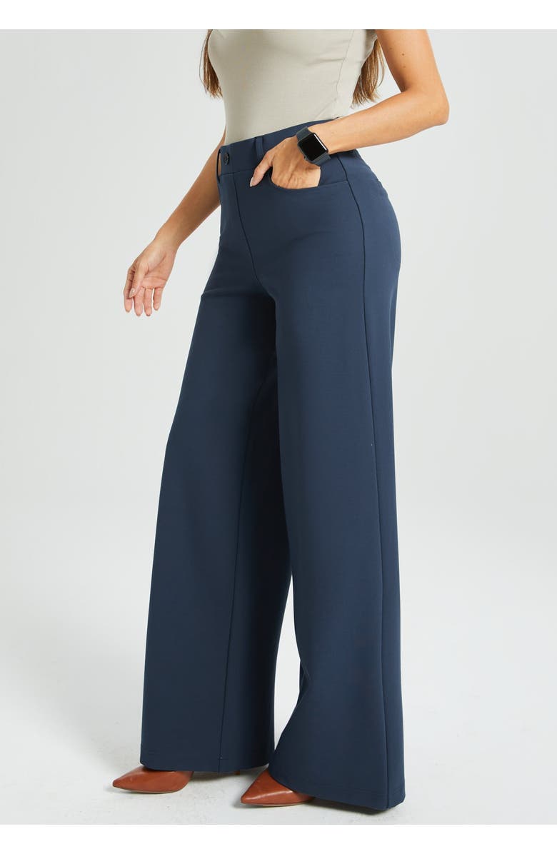 Betabrand 7-Pocket DPYP Dress Pant Yoga Pant | Wide, Alternate, color, Navy