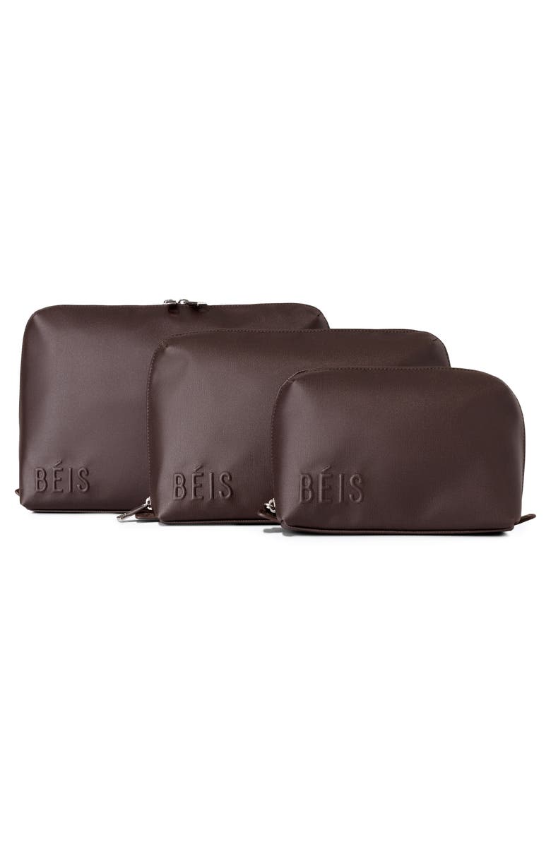Béis The Medium Cosmetic Pouch, Alternate, color, Espresso