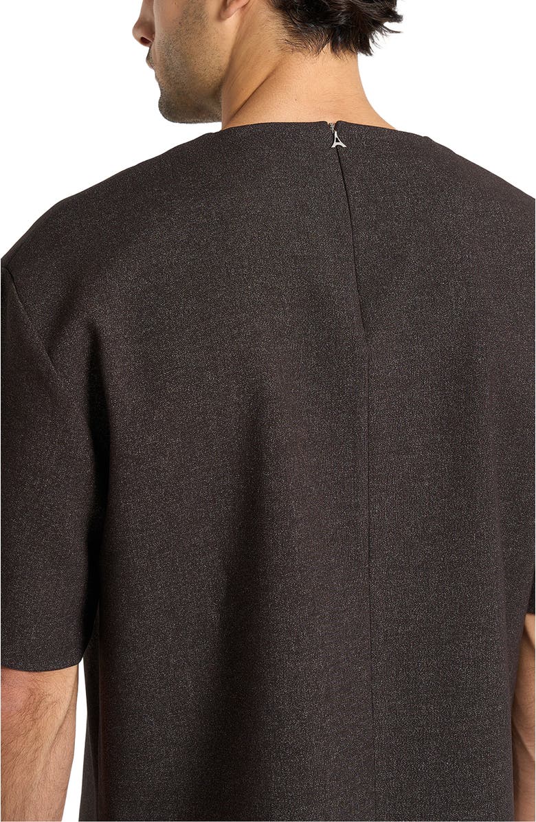 Manière De Voir Leon Boxy Cropped Hatched T-Shirt, Alternate, color, Brown