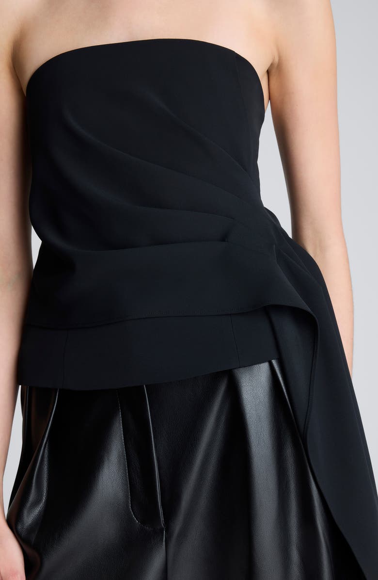 Kenneth Cole Asymmetric Hem Strapless Top, Alternate, color, Black