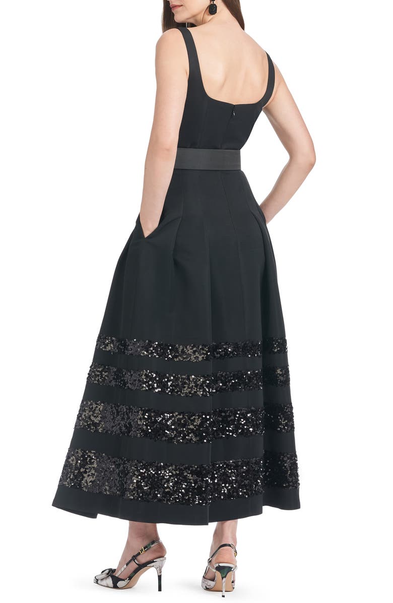 Sachin & Babi Mia Sequin Stripe Belted Faille Fit & Flare Cocktail Dress, Alternate, color,