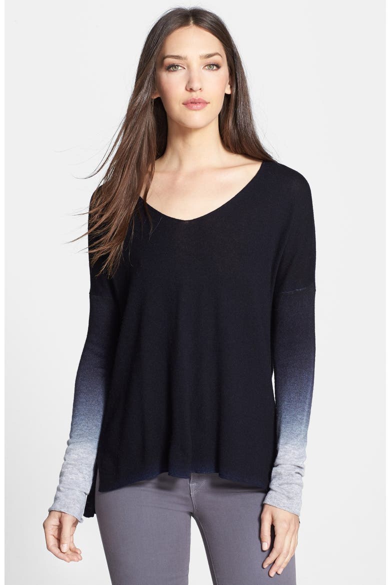 Ombré V-Neck Sweater, Main, color, COASTAL COMBO