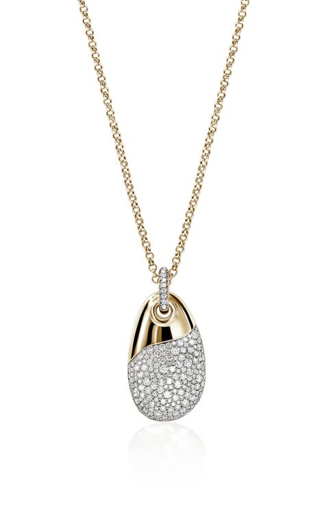 Artisan Series 18k Gold Diamond Pebble Pendant Necklace