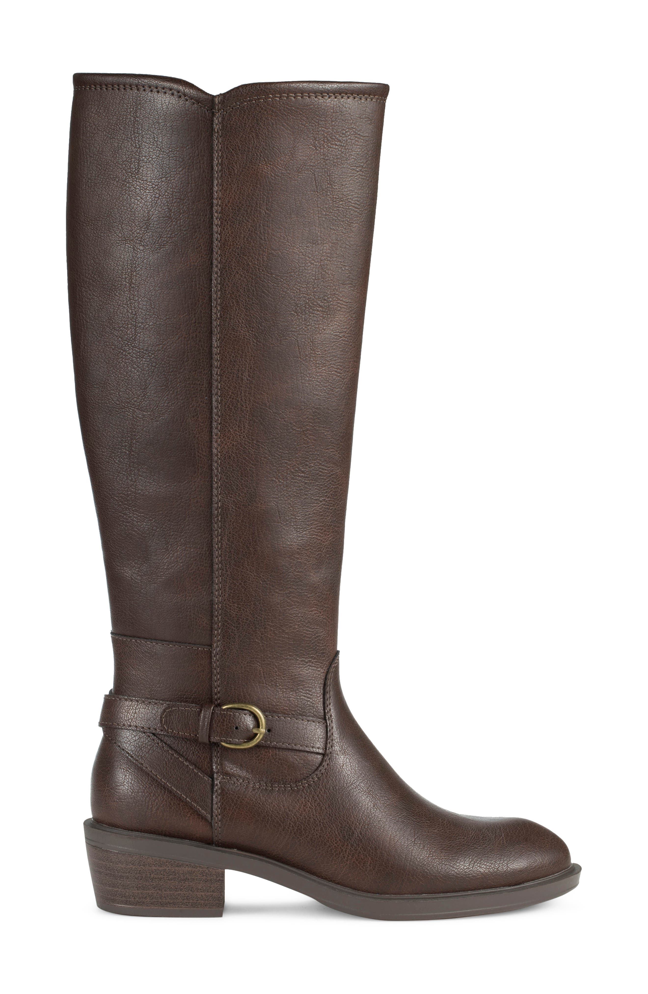 Natara Faux Leather Riding Boot, Alternate, color, DARK BROWN
