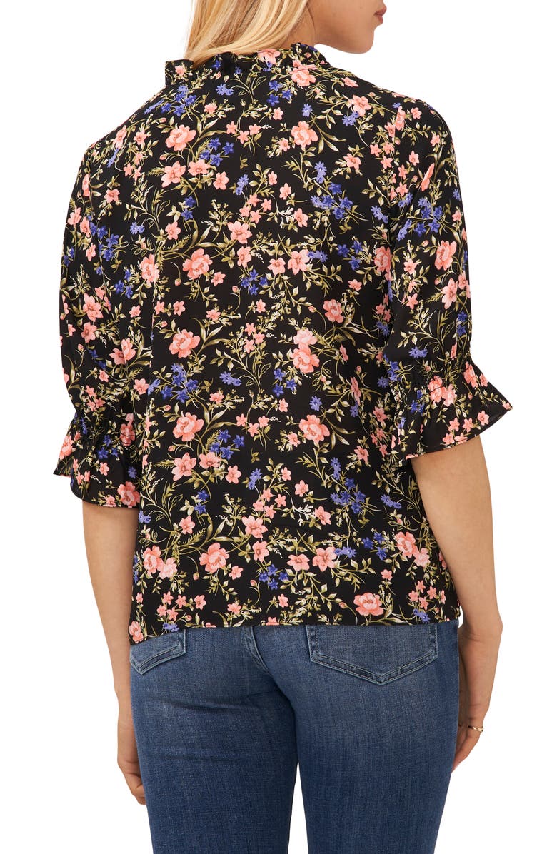 CeCe Tie Neck Ruffle Sleeve Blouse, Alternate, color, 