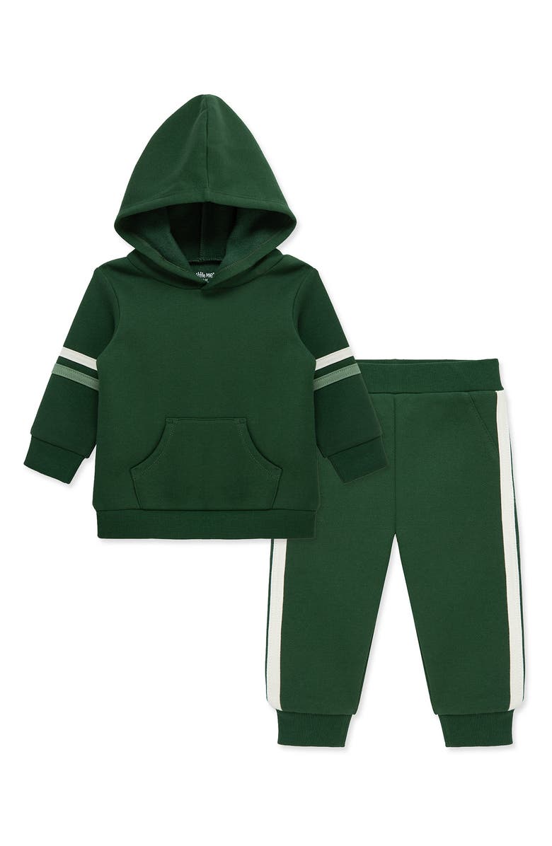 Little Me Stripe Hoodie & Joggers Set, Main, color, Green