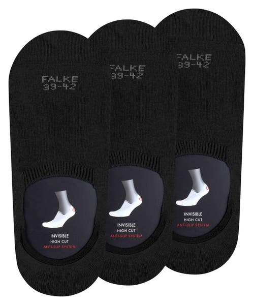 Falke Step Cotton 3-pack High Cut No Show Socks In Black