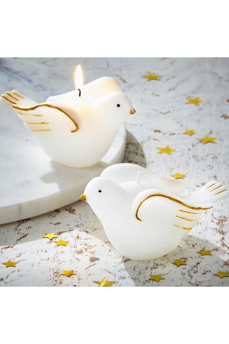 Gilded Dove Sculpted Candle White Christmas Novelty Wax, Alternate, color, White