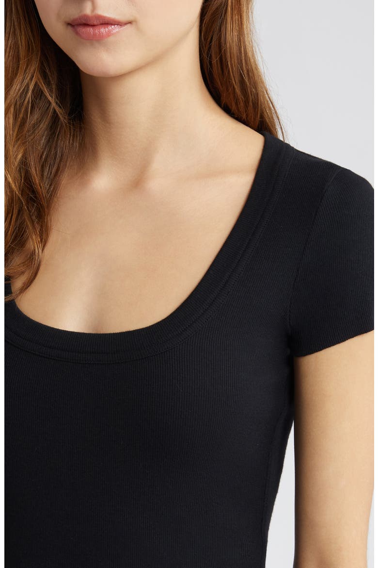 Scoop Neck Rib Baby Tee, Alternate, color, BLACK