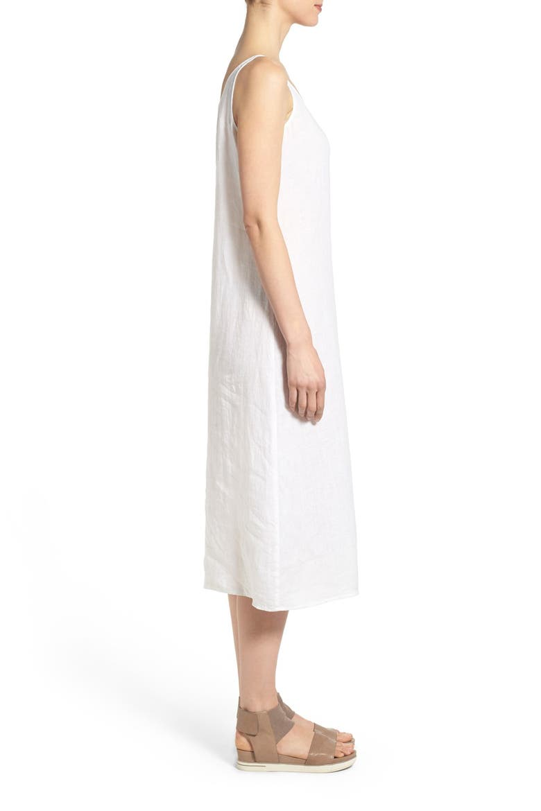 Organic Linen Scoop Neck Midi Tank Dress, Alternate, color, WHITE