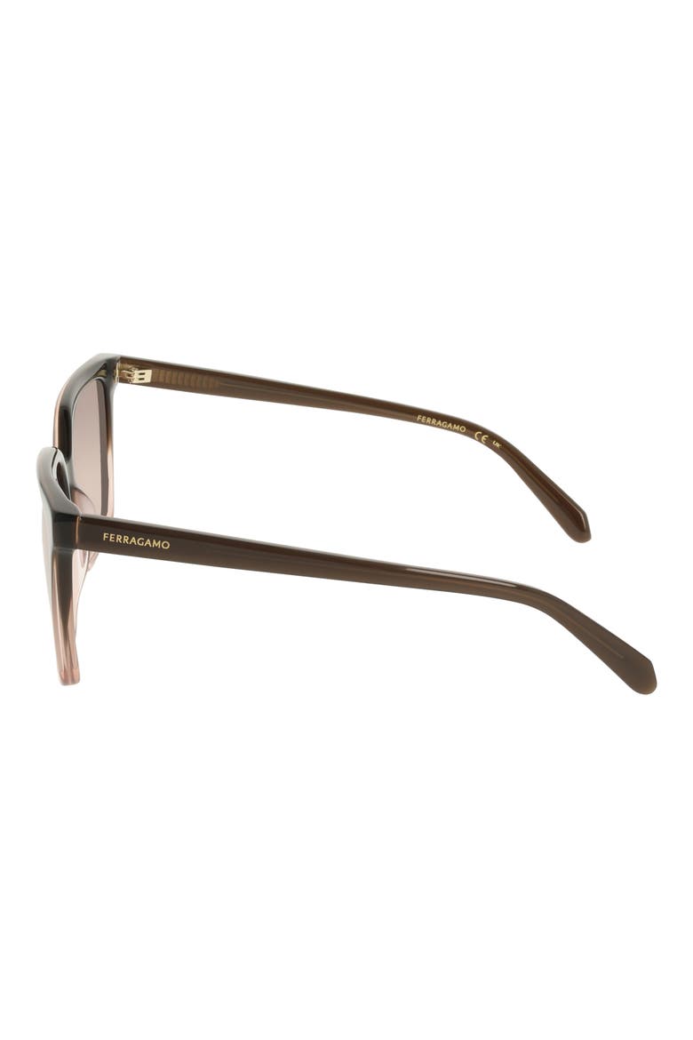 57mm Rectangle Sunglasses, Alternate, color, TRANSPARENT BROWN GRADIENT