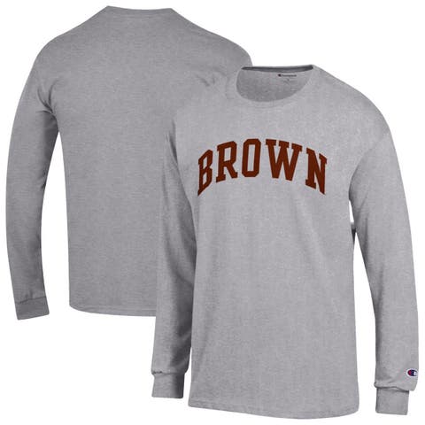 Men's Champion  Heather Gray Brown Bears Basic Arch Long Sleeve T-Shirt